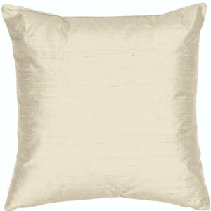 IHF Dupioni Silk Solid Decorative Designer Square Lumber Toss Accent Throw Cushion Pillow Cover Cream