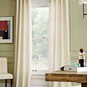 IHF Silk Dupioni Solid Textured Lined Grommet Pleated Extra Wide Extra Long Panels Custom Curtains Drapes Custom Drapery Ivory