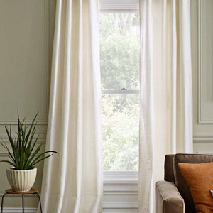 IHF Silk Dupioni Solid Textured Lined Grommet Pleated Extra Wide Extra Long Panels Custom Curtains Drapes Custom Drapery Soft White