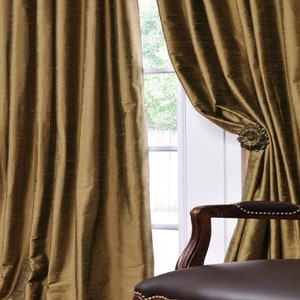 IHF Silk Dupioni Solid Textured Lined Grommet Pleated Extra Wide Extra Long Panels Custom Curtains Drapes Custom Drapery Antique