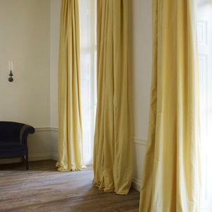 IHF Silk Dupioni Solid Textured Lined Grommet Pleated Extra Wide Extra Long Panels Custom Curtains Drapes Custom Drapery Soft Yellow