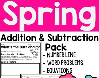 Spring Addition and Subtraction Number Line & Equation Practice
