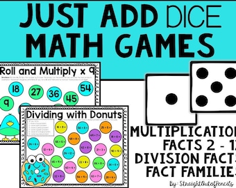 Multiplication Facts Games - Just Add Dice! Ready to go!