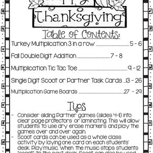 Thanksgiving Math Games Third Grade Multiplication Games - Etsy