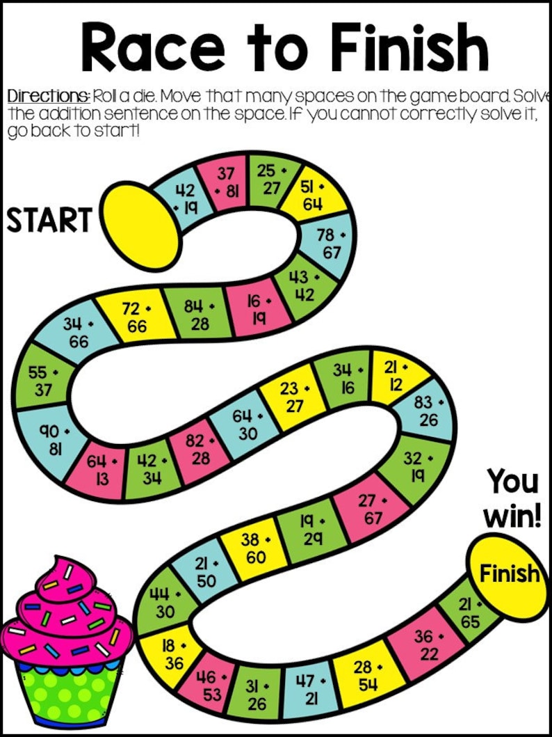 Second Grade Math Games Addition Subtraction Place Value Etsy