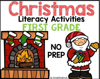 Actividades navideñas de alfabetización, lectura y trabajo de palabras para primer grado