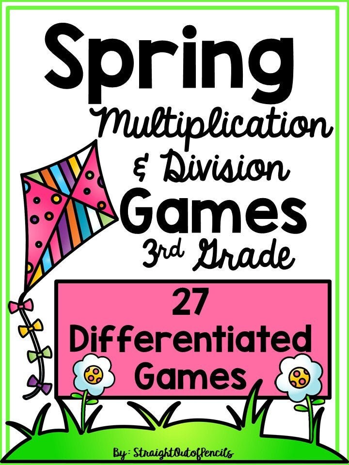 SPRING Math Games 3rd Grade NO PREP Multiplication