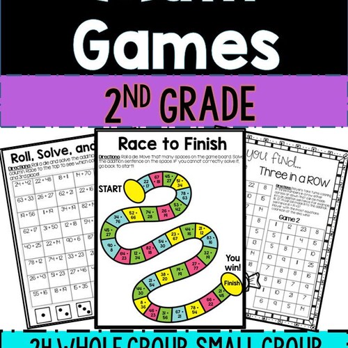Second Grade Math Games Addition Subtraction Place Value Etsy