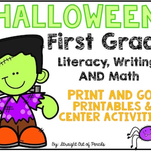 Halloween First Grade Math, Literacy, and Writing Activities