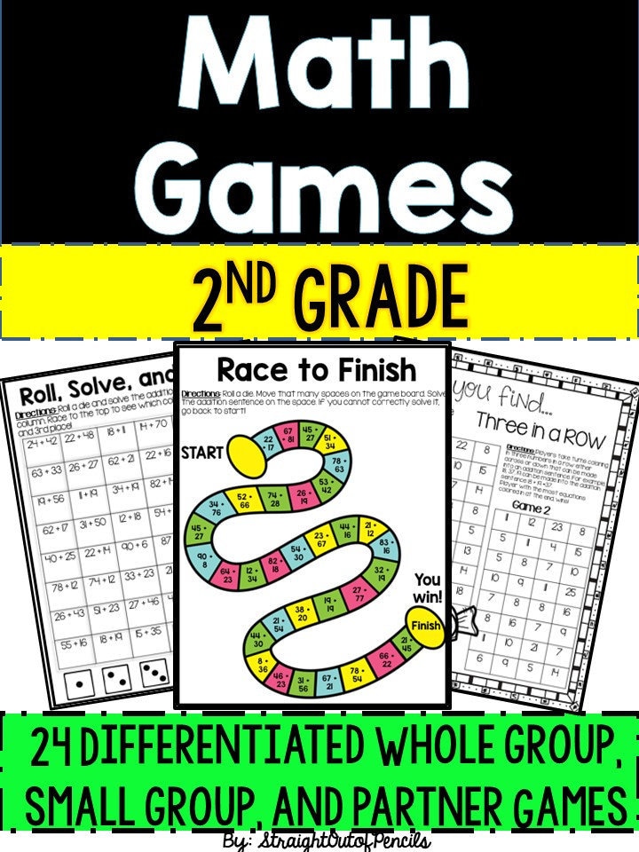 Second Grade Math Games Addition Subtraction Place Value - Etsy