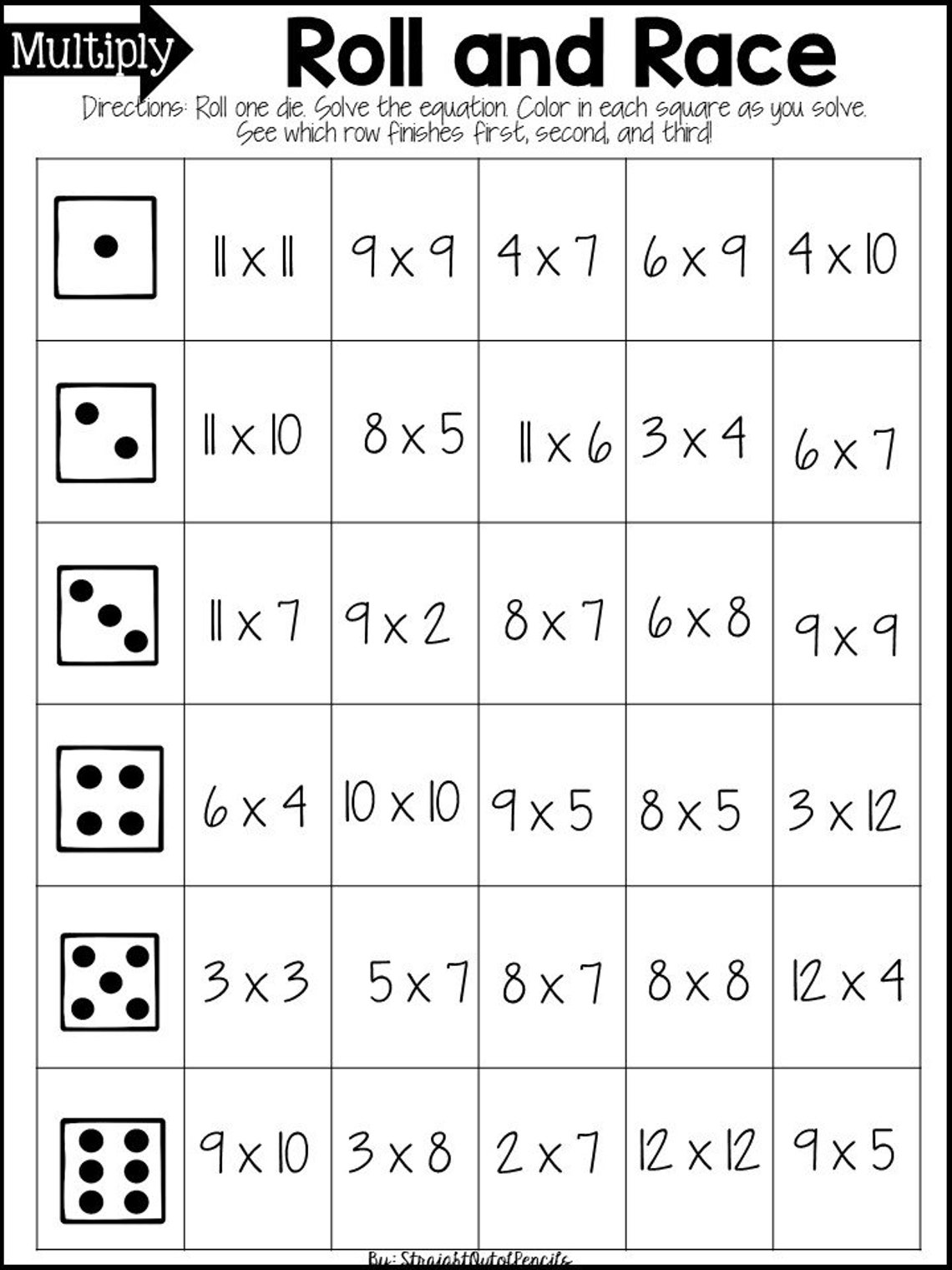 Multiplication and Division Practice Printable Games and Activities for ...