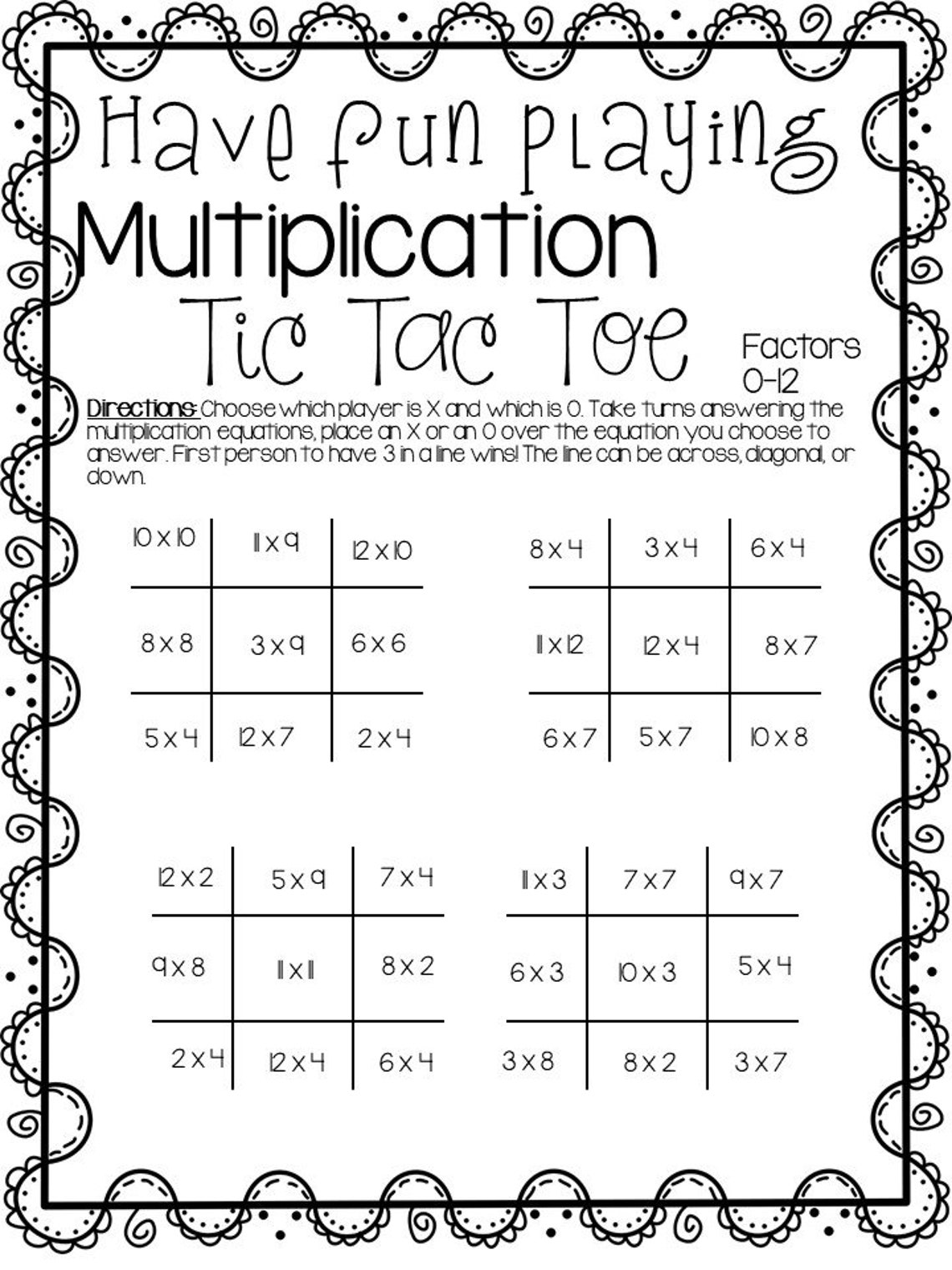 Multiplication And Division Facts Games Etsy