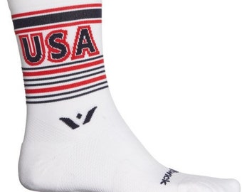 Swiftwick VISION Five Tribute Cycling Socks - Crew (For Men and Women) Size:  M (M Shoe Size 6-9.5, F 8-9.5) ***Made in USA