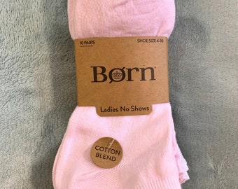 BORN 10pk Cotton Blend No Show Socks (Shoe Size 4-10)