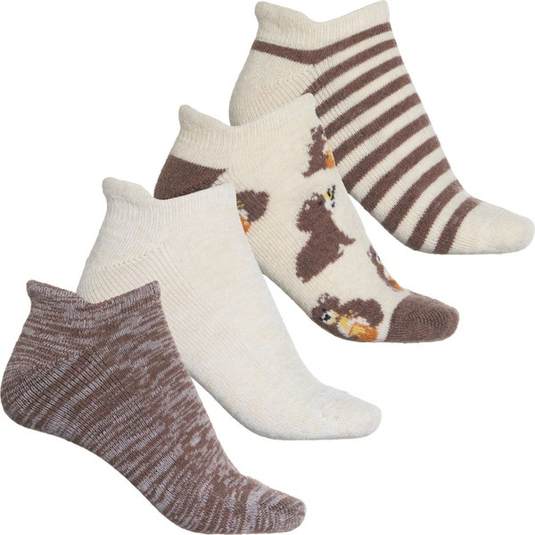 BORN OUTDOORS Bear Half-Cushion No Show Heel Tab Socks - 4-Pack, Below the Ankle (For Women)  Size:  M (Shoe Size 4-10)