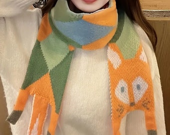 Multicolor Rhombic Box Shaped Scarf Ultra Long Inelastic Neck Scarf Autumn Winter Daily Versatile Warm Neck Protection Scarf