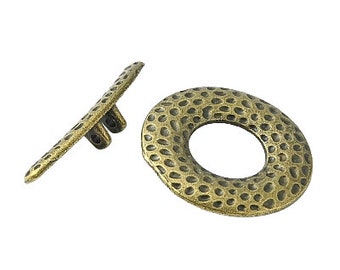 Alloy Toggle Clasps, Cadmium Free, Nickel Free & Lead Free, Donut, Antique Bronze, 31mm, Hole: 1.5mm *** 2 sets per order