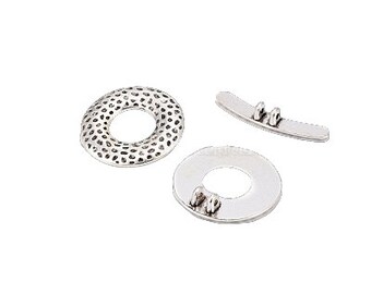 Alloy Toggle Clasps, Cadmium Free, Nickel Free & Lead Free, Donut, Antique Silver, 31mm, Hole: 1.5mm *** 2 sets per order