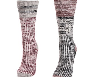 MUK LUKS 2pk Wool Lodge Socks  O/S (Shoe Size 4-10)