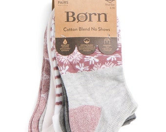 BORN 6pk No Show Aztec Floral Color Block Socks (For Women) Size:  M (Shoe Size 4-10)