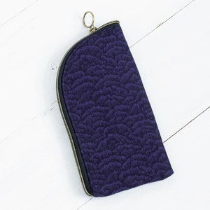 Deep Purple  Eyeglass Case, Fabric Zipper Pouch, Sunglasses Holder, Padded Glasses Case