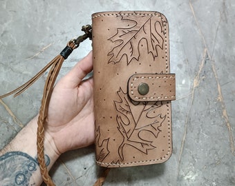 Autumn Themed Leather Long Wallet