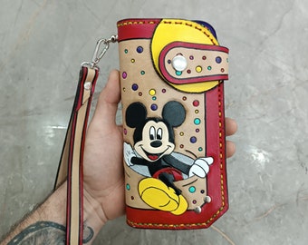 Mickey Mouse Leather Wallet, College Graduation Gift For Her, Bifold Wallet Pattern, Comic Book Wallets