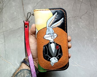 Women Leather Wallet, Cash Envelope Wallet, Cash Stuffing, Shell Cordovan Wallet, Comic Book Wallets, Bugs Bunny