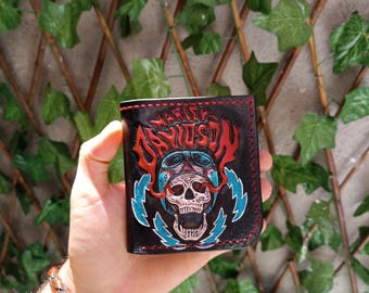 Harley davidson theme mini leather wallet