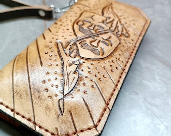 Womens Wallet, Handmade Leather Bifold Wallet with Chic Pattern, Stylish Leather Card Holder