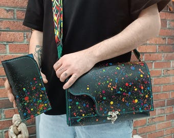 Our postman and long wallet leather set bag