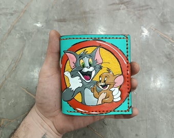 Tom and Jerrys, Small Womens Wallet, Bifold Minimalist Wallet, Comic Book Wallets, Slim Bifold Wallet, Slim Leather Wallet,