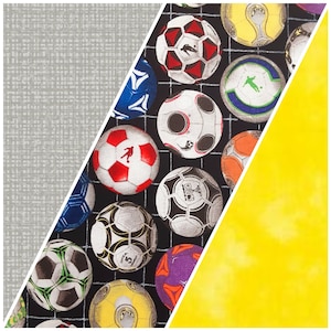 Soccer Balls Sports - 1 yard cut each - 3 Yard Quilt - 100% Cotton Quilting Fabric Bundle