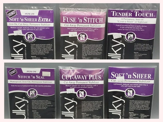 Sulky Cut Away Stabilizer 1-yard Package l Soft n Sheer l Cut Away Plus l Fuse n Stitch l Soft n Sheer Extra l Tender Touch