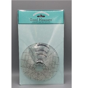 May include: A clear plastic quilting template with a circular design and black markings. The template is packaged in a clear plastic bag with a blue and white label that reads "Good Measure Longarm Quilting Template".
