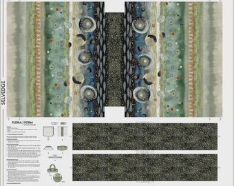 Flora & Form by Essoldo Designs Tote bag project PANEL Canvas Carryall 54785DCP-X Multi with gold metallic