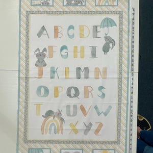 Bunny Love Alphabet Cotton Fabric Quilt Panel #BLOV5131-PA PB Textiles Deane Beasley