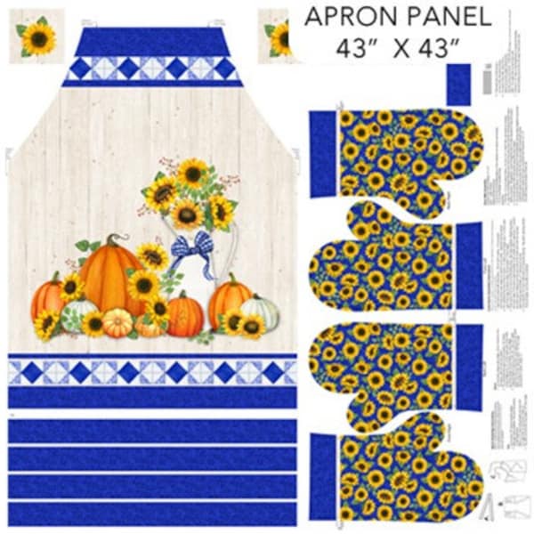 Autumn Gathering Sunflower Fabric Apron Panel #DP26936-11 Northcott