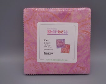 Sherbets Bali Palettes Batik Charm Pack 5" Squares 100% Cotton Fabric Bundle 42pc Benartex