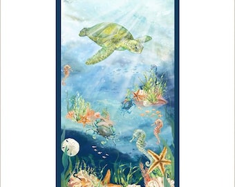 Ocean Life Panel Dive by Leslie Trimbach for Whistler Studios 54985DP-1 Aqua