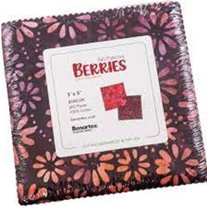 Berries Bali Batik Charm Pack 5&quot; Squares 100% Cotton Fabric Bundle 42pc Benartex