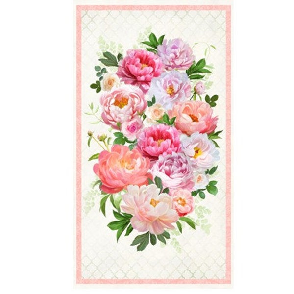 Peony Flower Study Fabric Quilt Panel Michael Davis Wilmington Prints #3008-96453-173