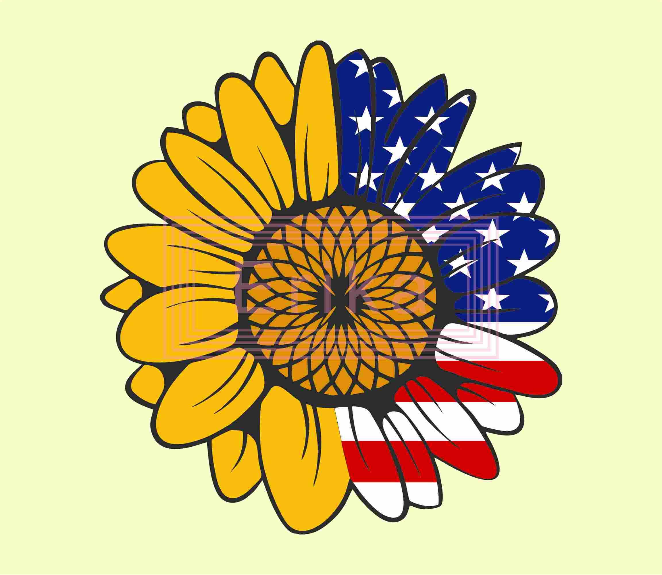 Download Sunflower svg fourth of july svg american flag svg | Etsy