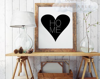 HOME Art Print, HOMe with Heart, Inspirational print, Home Decor, Digital download, Printable