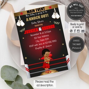 BOXING baby shower invitation, Boxing invitation, Box Invitation, Boxing birtdhay, little prince boxer, Sports Baby Shower. BOX01