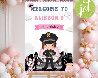 Police Welcome sign, Police poster, Police birthday party, police girl birthday, police officer party, Police officer birthday.P2