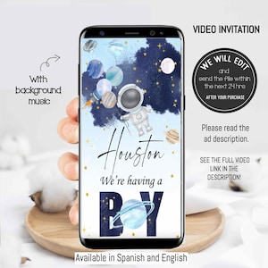 ASTRONAUT Baby shower Invitation, Space invite, outer space invitation, Astronaut video invitation, Houston we have a boy baby shower. ASBS2
