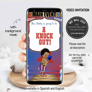 BOXING baby shower invite, video invitation, Boxing invitation, Box Invitations, Boxing birtdhay, Box invite, Sports Baby Shower. BOX03