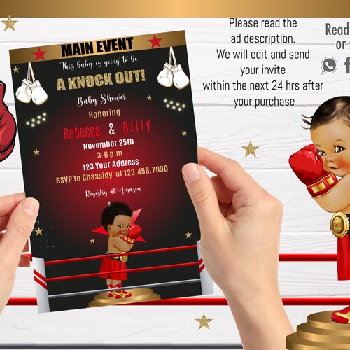 BOXING Baby Shower Invitation Boxing Invitation Box Etsy