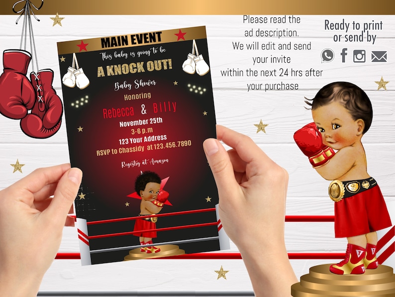 BOXING Baby Shower Invitation Boxing Invitation Box Etsy